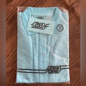 Vintage 90s NIB Light Blue Street Scene Men’s XL Polo Shirt